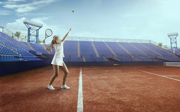 Female tennis player on a professional tennis court