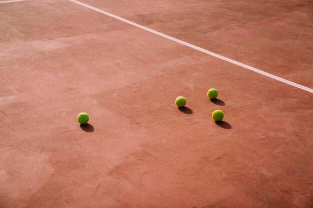 Four Tennis Balls on Court